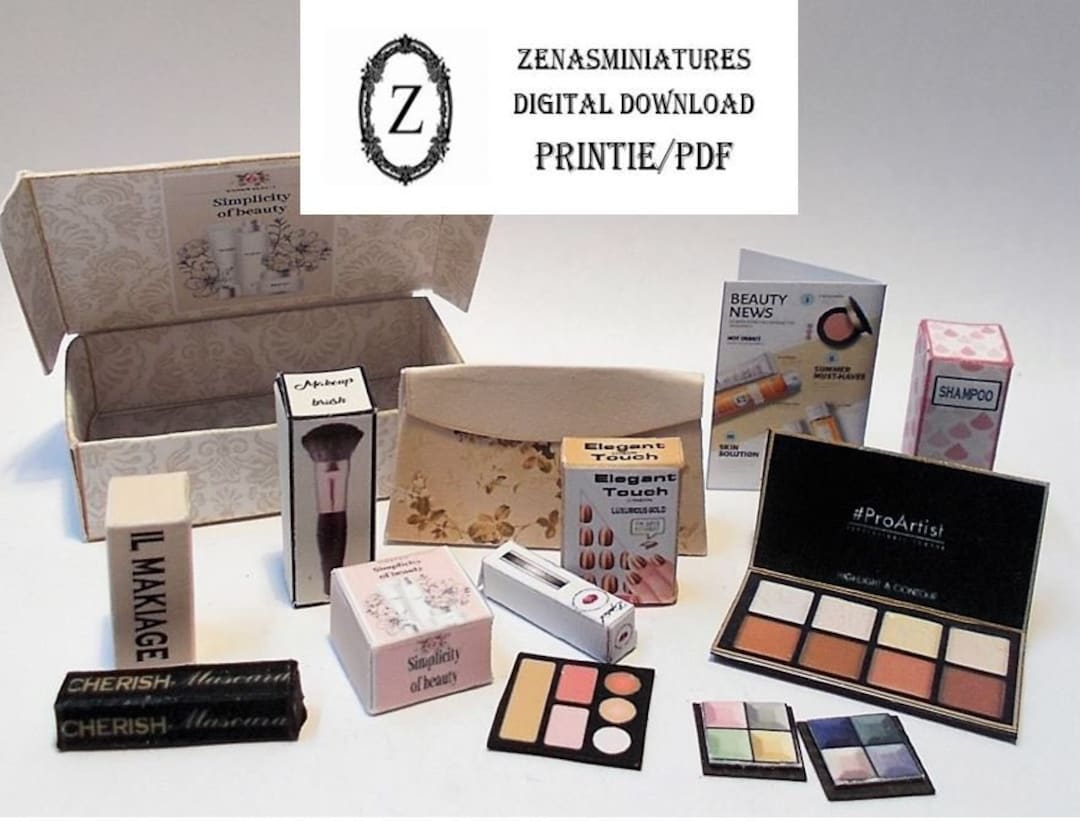 Dollhouse Printable 112 and 1/6th to Make Modern Cosmetics,makeup