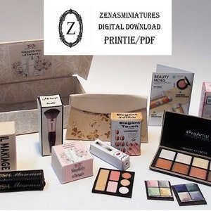 Dollhouse printable 1:12 and 1/6th to make Modern cosmetics,makeup miniatures Download pdf