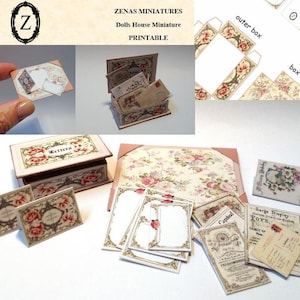 Dollhouse Desk set, blotter, letters box,stationery & ephemera  "Esther"digital download pdf
