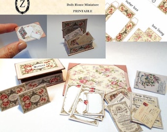 Dollhouse Desk set, blotter, letters box,stationery & ephemera  "Esther"digital download pdf