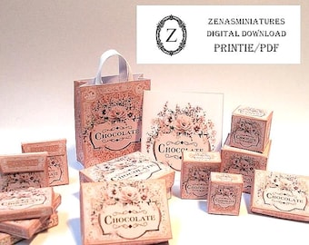 Dollhouse Miniature Chocolate Boxes & Bags Kit (Digital Download)