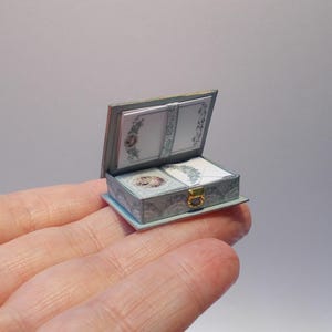 Caja de papelería victoriana para casa de muñecas, cartas, sobres, juego de escritura, miniatura 1/12