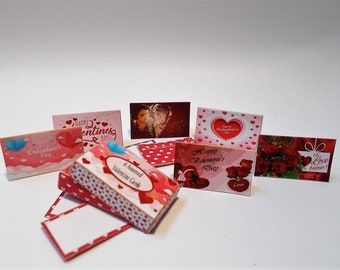 Puppenhaus Box moderne Valentinskarten & Kuverts 1/12th