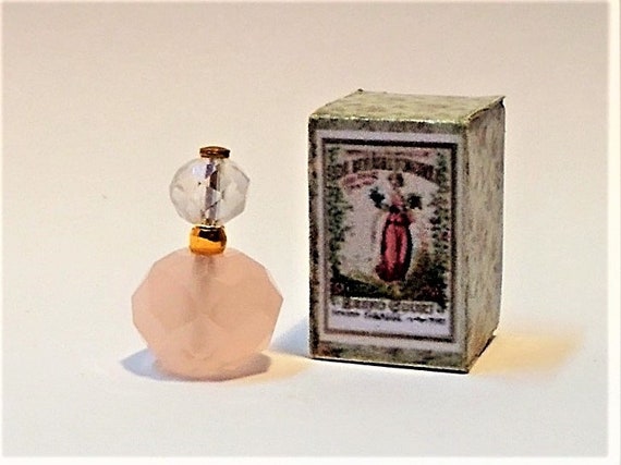Dollhouse Perfume Bottle & Box Vintage Style 1:12 Miniature 