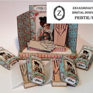 Dollhouse Download My Lady Gloves Display kit pdf Miniature 1/12th instant digital kit