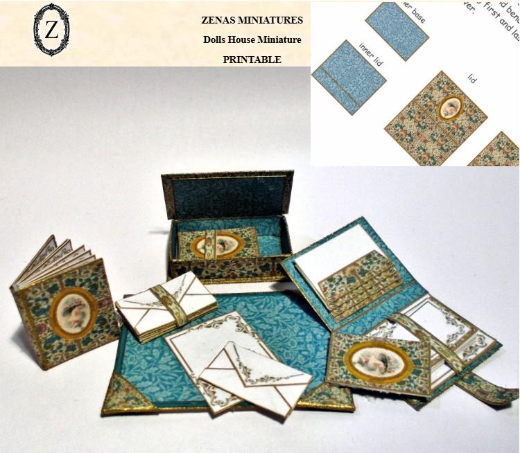 Boxed Notelets Dollhouse Stationery Kit to Make Desk Set,box,notelets,diary-vintage ...