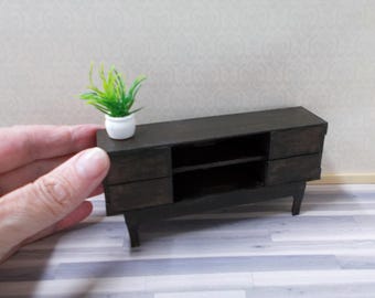 Dolls house MCM TV Stand Unit handmade 1/12th scale