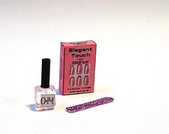 Lakier do paznokci w stylu domku dla lalek, zestaw do manicure - kosmetyki, makijaż, lakier 1/12 różu