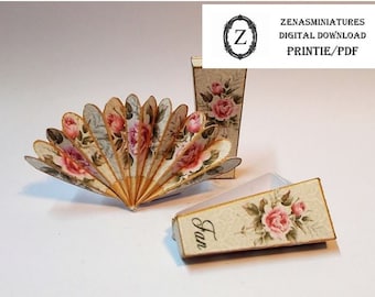 Dollhouse Download/pdf to make Fan with box instant digital miniature DIY printie kit