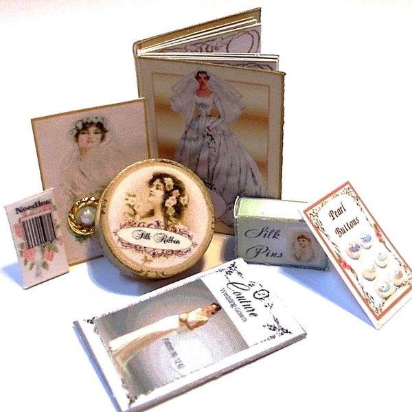 Dollhouse Wedding haberdashery 7 items! pattern,ribbon,buttons  1:12