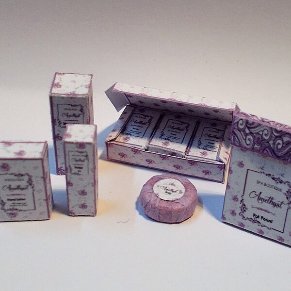 Dollhouse Toiletry selection Amethyst Spa box Miniature 1/12th