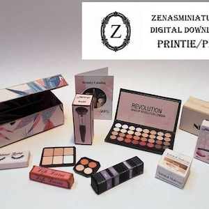 Dollhouse printable 1:12 and 1/6th to make Modern cosmetics,makeup miniatures Download pdf