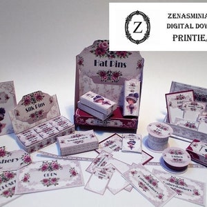 Dollhouse Haberdashery download kit to cut out &make 33 items  1/12th miniatures