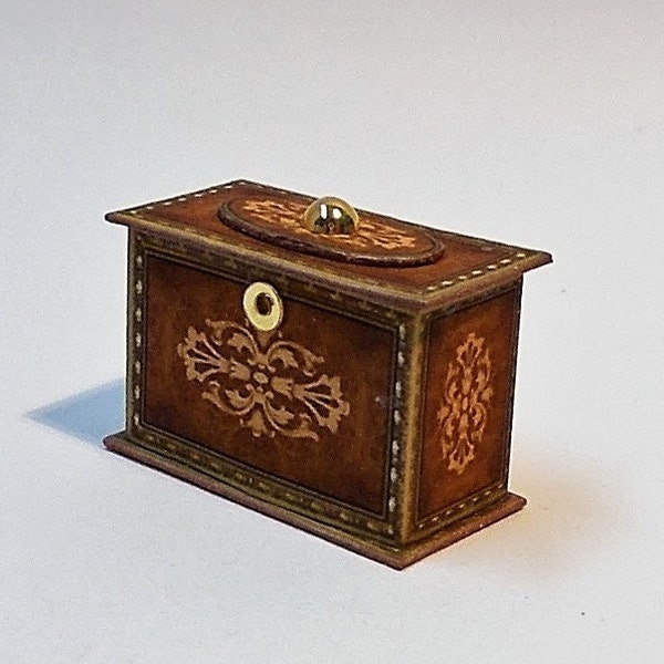 Dollhouse Miniature 1/12th Edwardian style tea caddy Decorative-does NOT open.