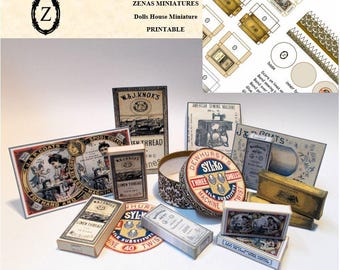 Dollhouse Cotton Box, sewing shop kit Download/pdf  1/12th miniature No2