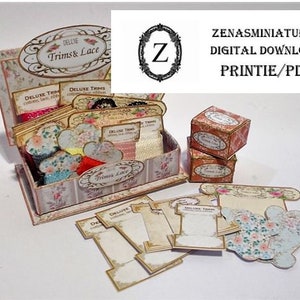 Dollhouse Deluxe trims & lace box kit - Download/pdf- Haberdashery 1/12th miniatures