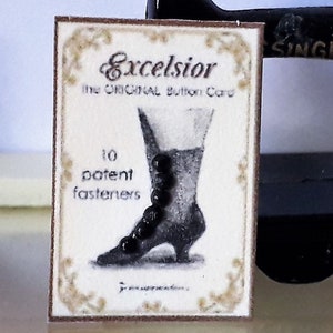 Dollhouse Miniature 1/12th Ladies Boot Button/Fasteners Card - Black