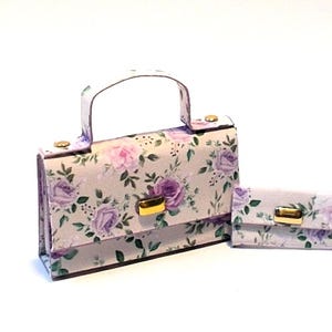 Hand bag with purse/wallet set no2 Dollhouse Miniature 1/12th floral