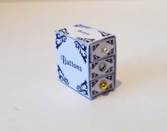 Dollhouse Button Box Trio Display 1/12th Miniature (metal)