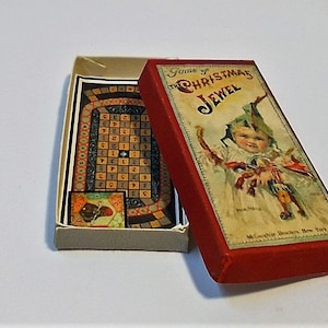 Joya navideña para casa de muñecas, miniatura a escala 1/12, caja de juego de mesa vintage
