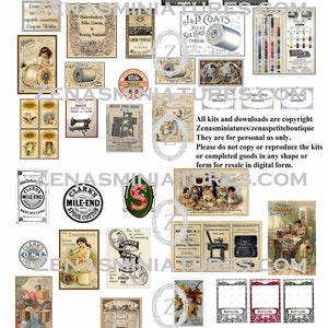 Dollhouse Download - Haberdashery/sewing shop instant digital/pdf/printie KIT - miniature 1/12th posters/adverts