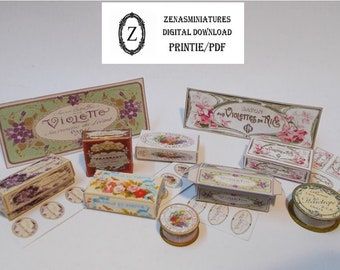 Dollhouse Download - Soap Boxes makes 16 items plus extra labels/pdf/printie KIT - miniature 1/12th