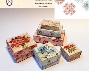 Dollhouse Download/pdf to make Shabby Chic Boxes - 1/12th miniatures