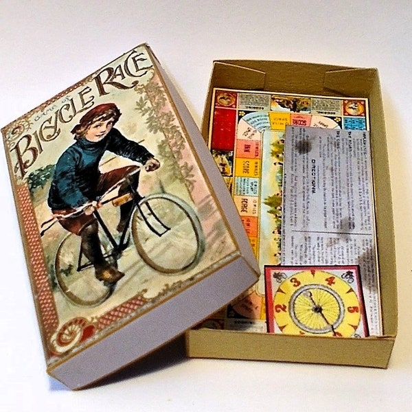 Dollhouse Vintage Board Game Box - Bicycle Race 1/12th miniature