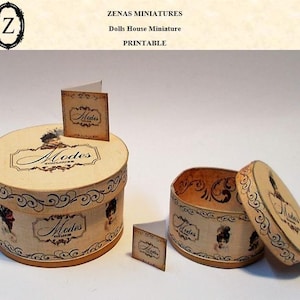Dollhouse French Hat Boxes Modes Toulouse Paris Digital Download/pdf kit - makes 2 Hat Boxes with tags