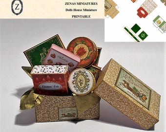 Dollhouse Christmas Download/pdf- Hamper No2-11 items! chocolates,biscuits,candy,food,  1:12 Miniature