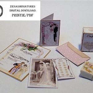 Afdrukbare poppenhuis bruiloft accessoire download/pdf - miniatuur 1/12e digitaal