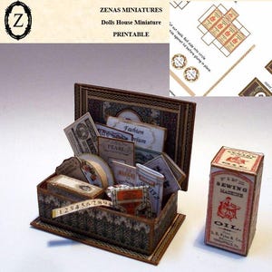 Dollhouse Download/pdf Victorian style Camille sewing box & haberdashery - 1/12th miniatures