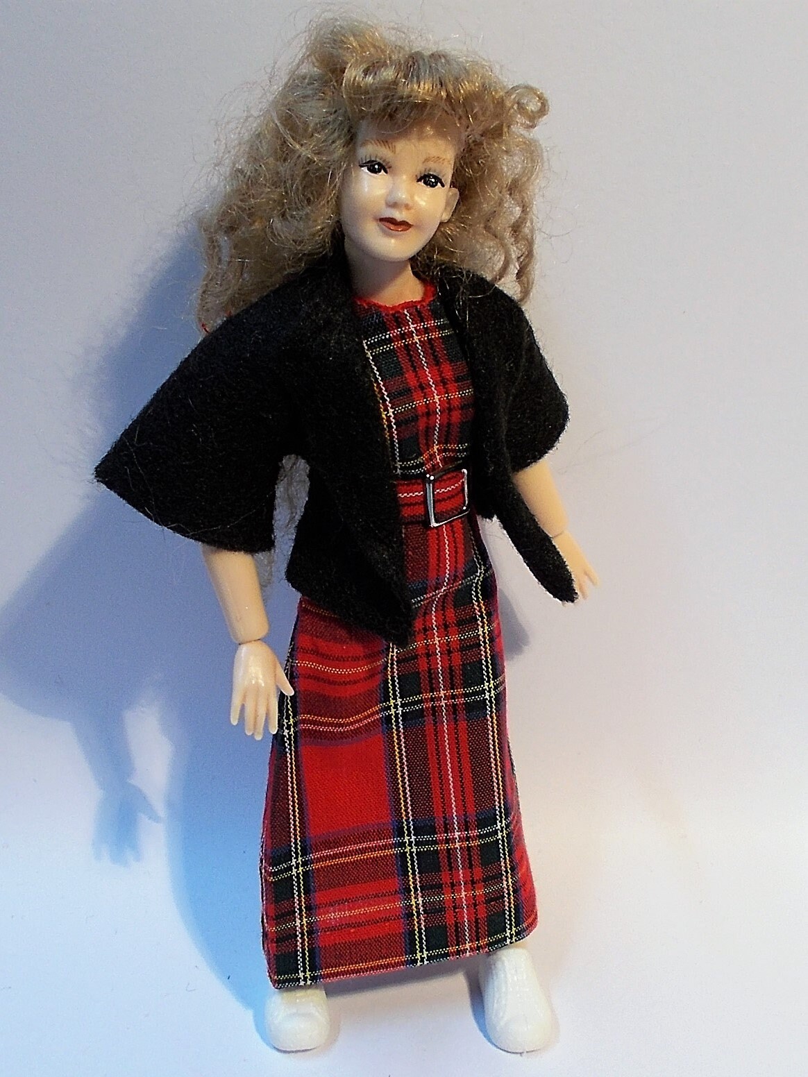 Dollhouse clothing tartan dress and black jacket fits Heidi Etsy