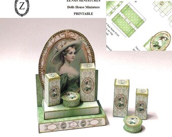 Dollhouse Perfumery Display: Miniature Soap & Perfume Boxes (PDF Download 1/12 Scale)