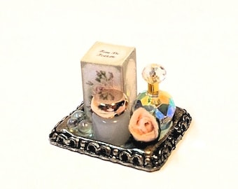 Dollhouse Vanity Tray, cosmetics,makeup,perfume 1/12th Miniature