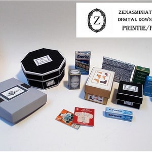 Dollhouse Download/pdf to make Modern Mans toiletries,accessories,aftershave boxes & more 1/12th miniature