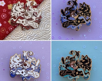 B-GRADE | Sun & Moon Wolf Holder Enamel Pins