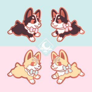 Corgi Puppy Collar Hard Enamel Pins