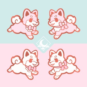 Pink and Cream Shiba Inu Puppy Collar Hard Enamel Pins