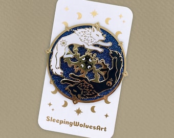 Day & Night Wolves Cycle SPINNING Hard Enamel Pin