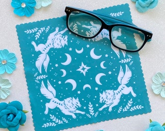 Teal Wolf Microfiber Cleaning Cloth