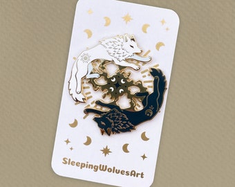 Day & Night Wolves Cycle Hard Enamel Pin