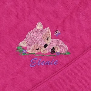 pinksterne * Snuffle Cloth Fox Cuddly Blanket Muslin Diaper Burp Cloth Baby Bib Personalized Pink Purple