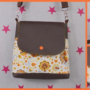 pinkeSterne * Mini Handtasche Umhängetasche Braun Orange Blumen