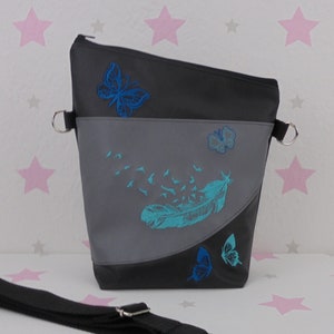 pinkeSterne * Handtasche SCHMETTERLING FEDER Umhängetasche Schultertasche Handmade FoldOver