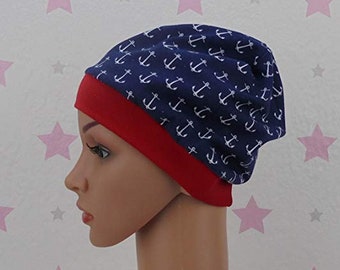 pinkeSterne * Beanie ANKER Mütze Wunschgröße Handmade Maritim