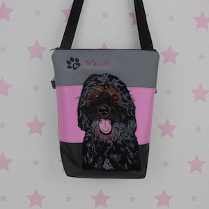 pinkeSterne * Handtasche CAVAPOO Schultertasche Handmade Bestickt Pudel Spaniel Hund
