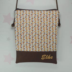 pinkeSterne * Kleine Umhängetasche BLUMEN Schultertasche Handmade Braun Orange