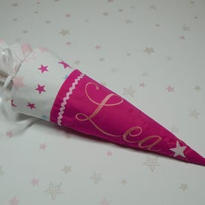pinkeSterne * Schultüte Sterne Stars Pink Schultütenkissen Schultütenset Schulanfang Zeugnismappe Einschulungsoutfit 70 80 90 100