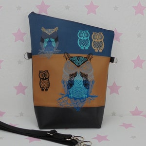 pinkeSterne * Große Umhängetasche EULEN Handtasche Schultertasche Petrol Beige Owl